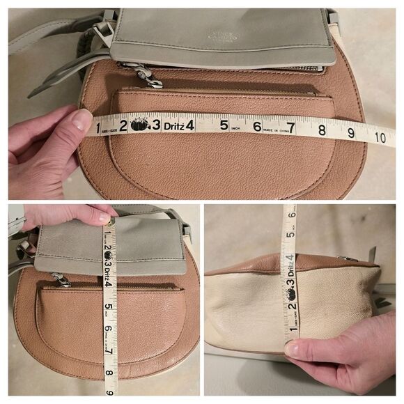 VINCE CAMUTO Colorblock Ayla Pastel Genuine Leather Crossbody Saddle Bag - Picture 6 of 8